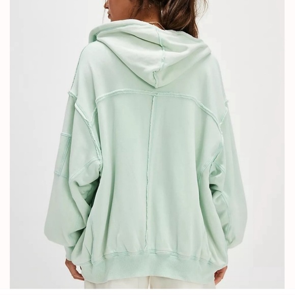 Free People We The Free jacket zip up Thermal hoodie jacket size M light green - Picture 3 of 14
